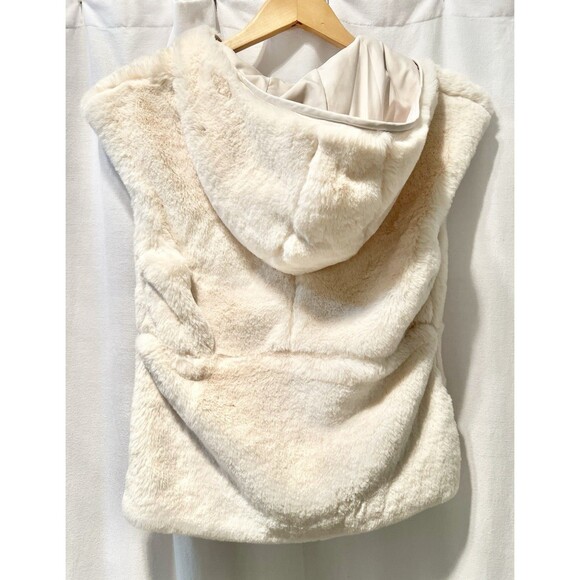 Patagonia Womens XS Hooded Vest Full Zip Ivory White Faux Fur Winter Plush Luxe - Picture 6 of 8